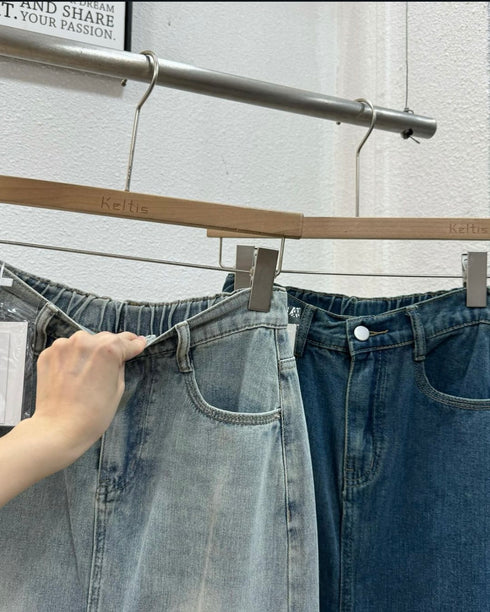 Ladies BackSlit Denim Skirts